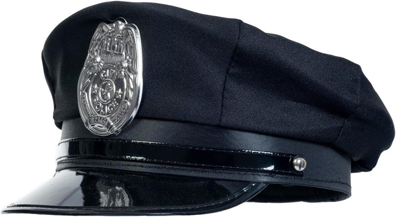 Vonokee Men Police Costume Hat, Adjustable Cop Cosplay Hat, Adult Police Accessory - Image 1